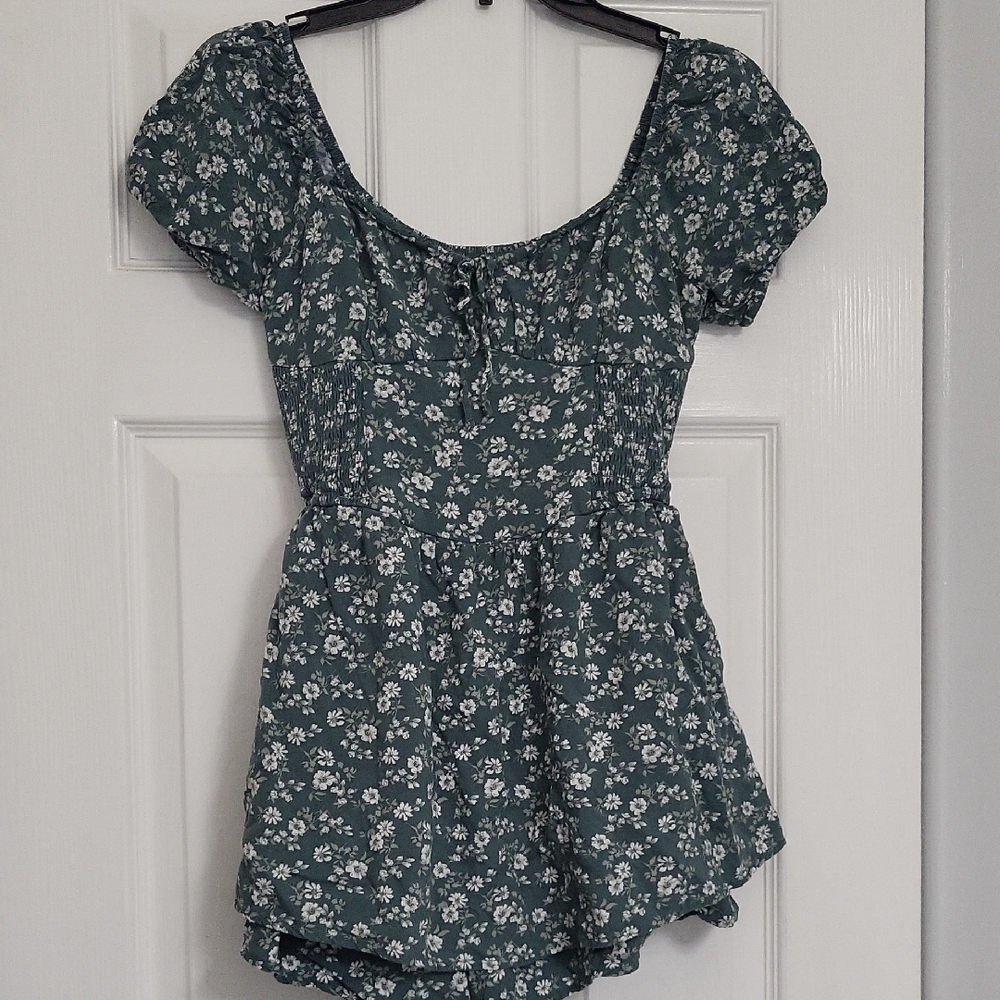 Hollister Green Floral Romper/Dress